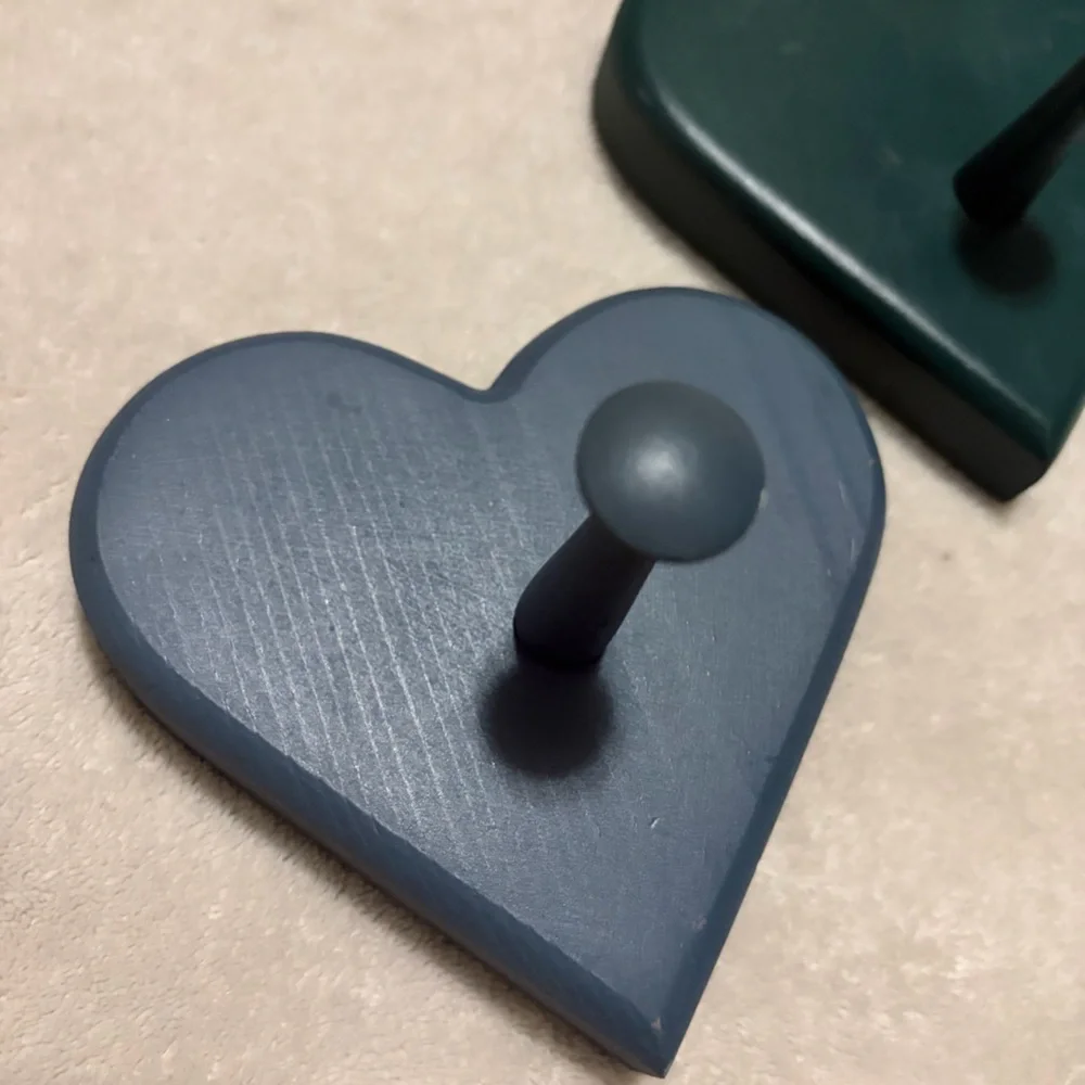 Wooden Blue Green Painted Coat Hook Peg Hearts
